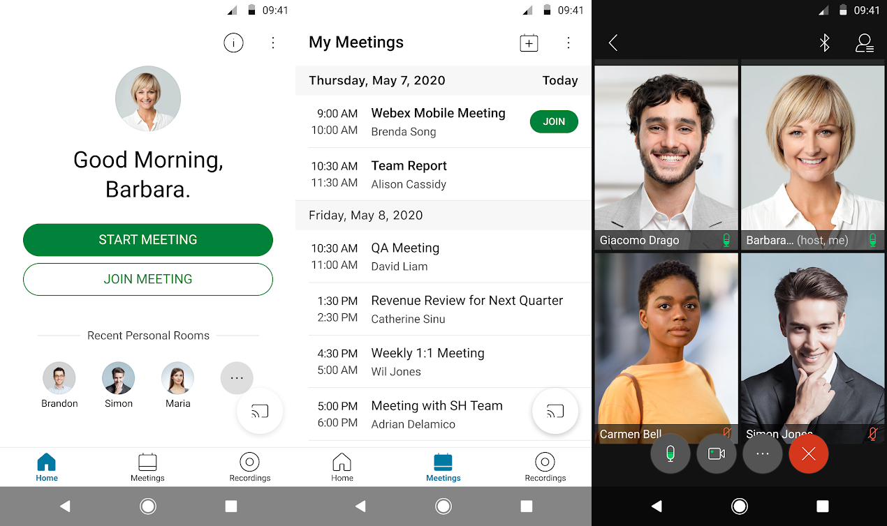 Cisco Webex Meetings app screenshot